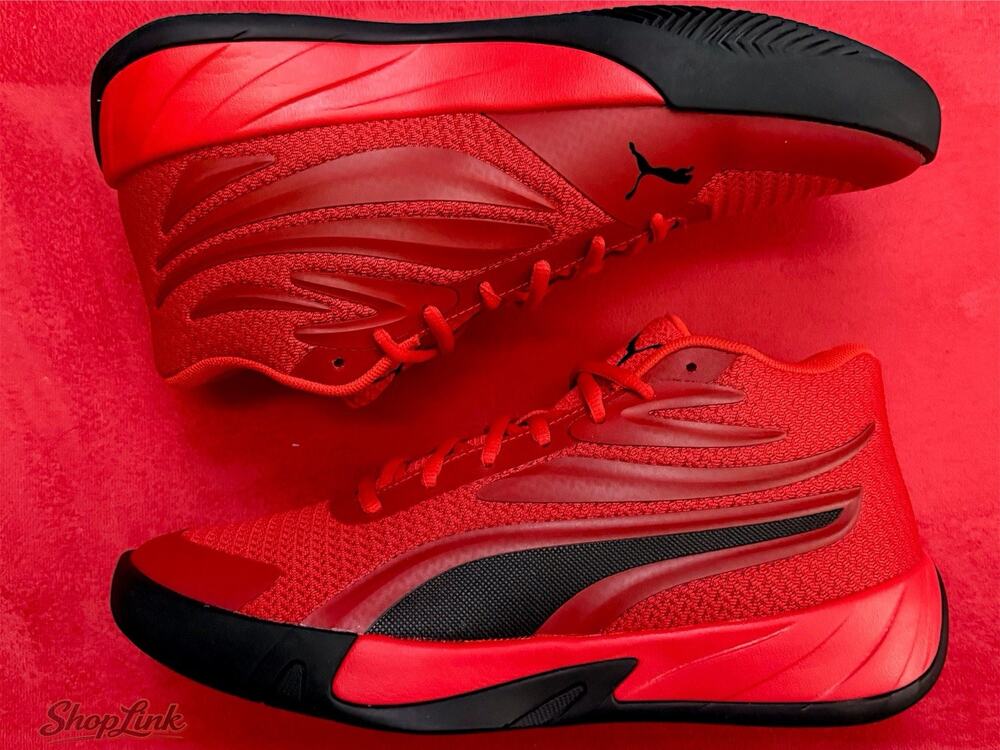Puma Court Pro Basketball Sneakers Mens 8 Red Black Trim Shoes 310829-02
